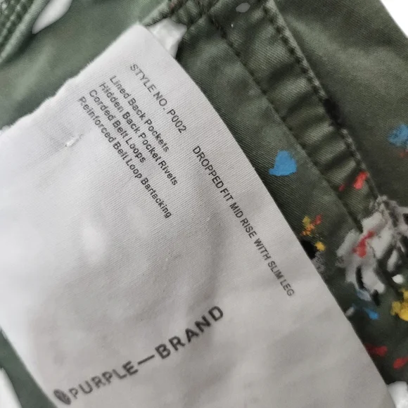Men's Purple Brand Olive Green w/ Paint Splatters Streetwear Jeans